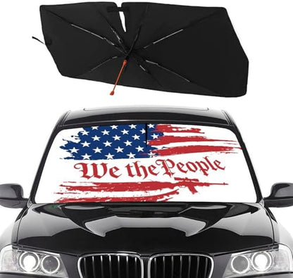 Vintage USA American Flag Car Windshield Sunshade Umbrella (57X31 Inch / styled45f-6)