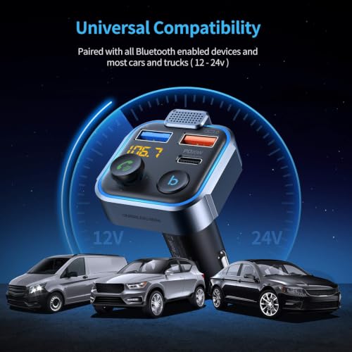Bluetooth 5.3 FM Transmitter for Car (Black)