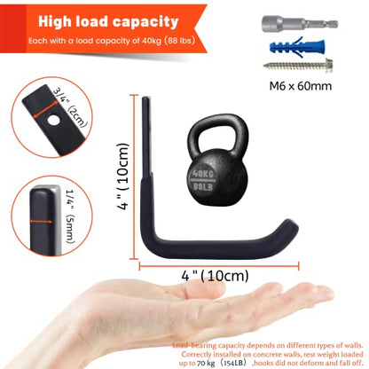 4 Pack Garage Storage Hooks (4 Pack (4 inch) / Black)
