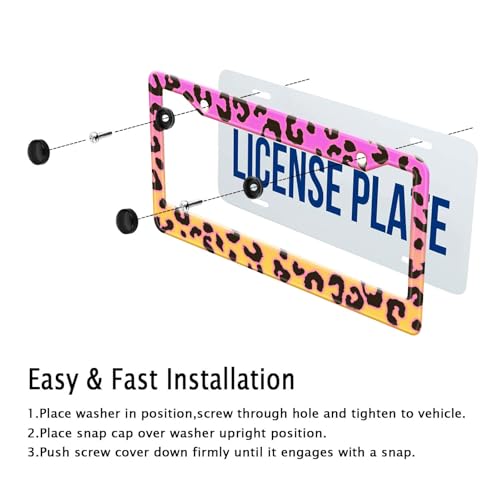 Leopard Print License Plate Frame Pink Cheetah License Plate Frames Holder (Leopard Print Pink)