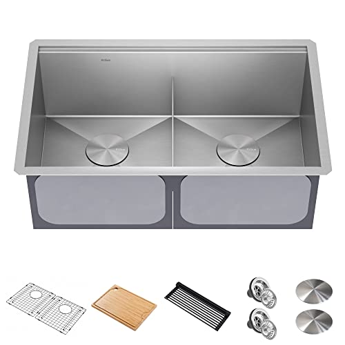 Stainless Steel 30 in Double Bowl Undermount Kitchen Sink KWU112 (Stainless Steel / 30 Inch / Double Bowl Sink)