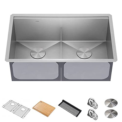 Stainless Steel 30 in Double Bowl Undermount Kitchen Sink KWU112 (Stainless Steel / 30 Inch / Double Bowl Sink)