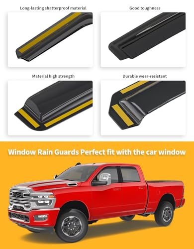 Window Visors Rain Guards for 2019 (Fit for 2019-2026 Dodge RAM 2500 3500 Crew Cab)
