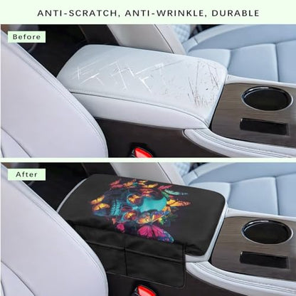 Skull Butterfly Car Center Console Pad Non (Skull Butterfly)