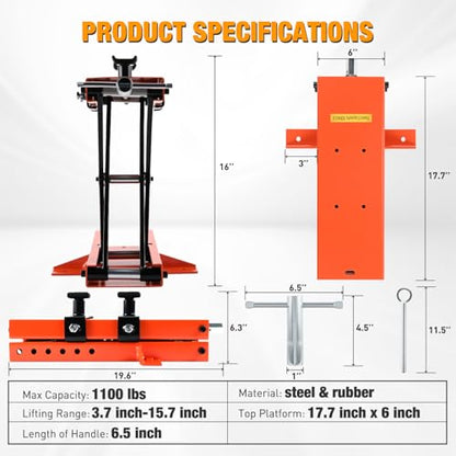 Motorcycle Lift 1100 LBS ATV Scissor Jacks with Saddle Safety Pin Crank Handle 3.7" (Orange w Saddle Safety Pin)