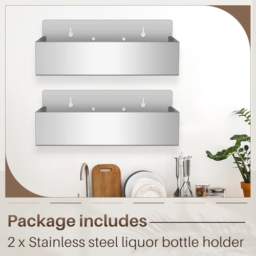 2 Pcs 15in Single Speed Rail Stainless Steel Bottle Holder (Silver / 15 Inch)