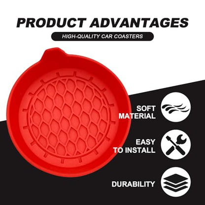 4 Pack Universal Cup Holder Coasters (Red)