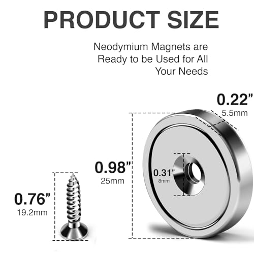 10 Pack Strong Neodymium Cup Magnets 70Lbs+ Holding Force