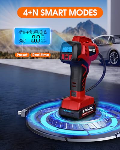 Digital Cordless Tire Inflator Portable Air Compressor Automatic 160PSI w (Red)