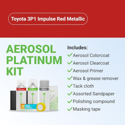 Car Paint Touch Up Spray Kit (Aerosol Spray - Platinum Kit / Impulse Red Metallic)