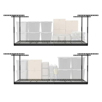 MonsterRax 2 Pack 4x8 Overhead Garage Storage Rack (Hammertone / 24"-45" (2-Pack))
