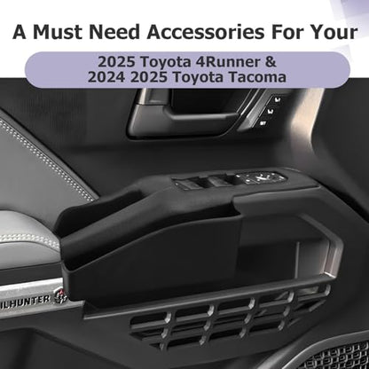 Door Side Storage Box Compatible with 2025 Toyota 4Runner Accessories Side Organizer Tray 2025 4Runner Center Console Organizer TPE Material Front Storage Box Black 2