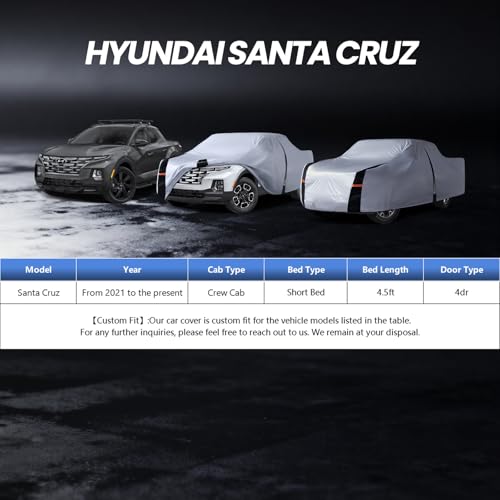 Multi Layer Hyundai Santa Cruz Truck Cover (W.Fit Santa Cruz(2021-2026) Crew Cab SB / White Truck Cover)