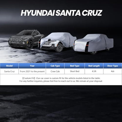 Multi Layer Hyundai Santa Cruz Truck Cover (W.Fit Santa Cruz(2021-2026) Crew Cab SB / White Truck Cover)