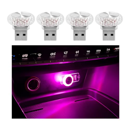 4 PCS USB LED Car Interior Atmosphere Lamp (Pink Purple)