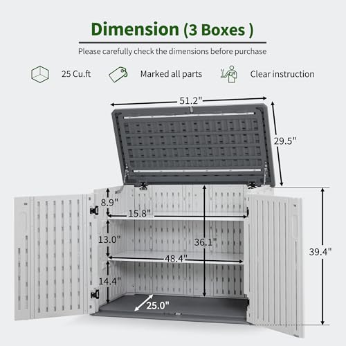 Macrout 25 Cu Ft Outdoor Storage Cabinet with Shelves (Small)