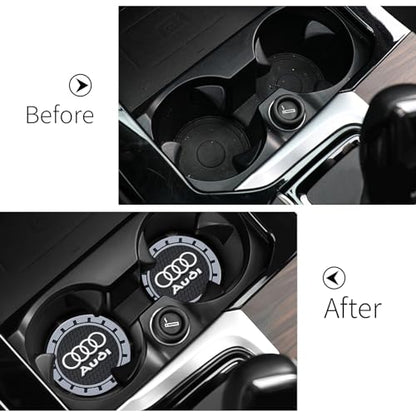 Car Cup Holder Coaster for Audi Recessed Silicone Cupholder Coaster Interior Accessories 2.75IN 2Pack (Gray-04)