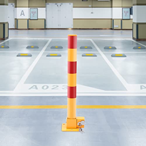 23In Q195 Iron Pipe Safety Bollard Yellow & Red Parking Barrier
