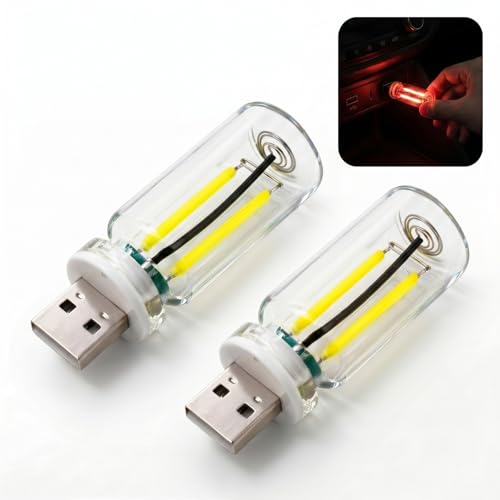 2 PCS USB LED Car Interior Atmosphere Lights (2 PCS / Red)