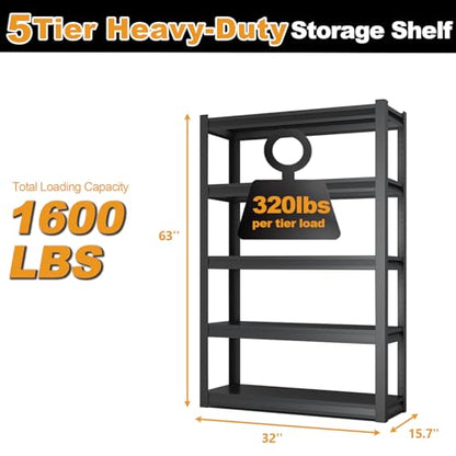 63H Metal Kitchen Storage Shelves (63" H x 31.5" W x 15.7" D)
