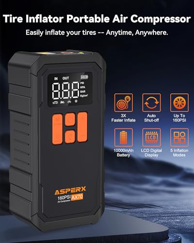 Tire Inflator Portable Air Compressor (Black)