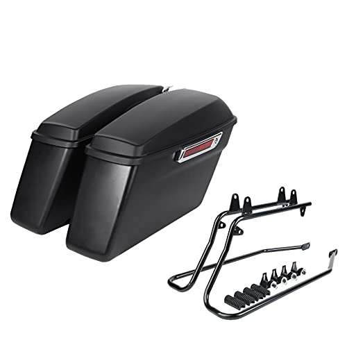 Motorcycle Saddlebags with Black Conversion Brackets Fit For Harley Softail Deluxe Heritage Softail 1984 (Matte Black)