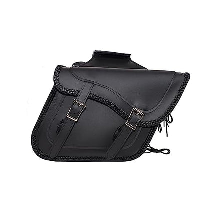 Motorcycle Saddle Bags Leather Motorcycle Luggage Bag with Gun Holsters For Softails Sportsters and Choppers Tool Bags (Style2 - PVC / 14" x 8" x 11")