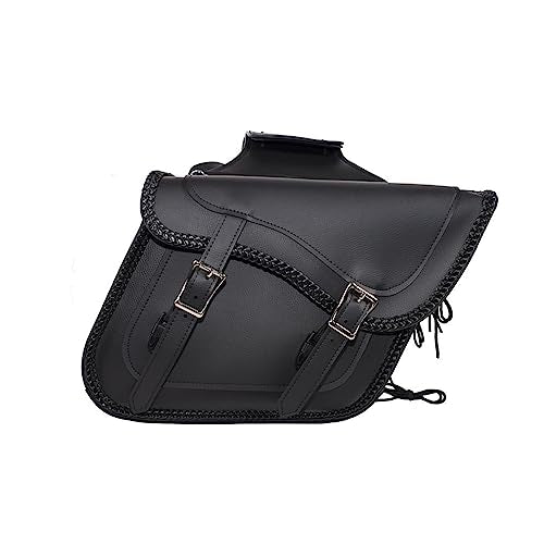 Motorcycle Saddle Bags Leather Motorcycle Luggage Bag with Gun Holsters For Softails Sportsters and Choppers Tool Bags (Style2 - PVC / 14" x 8" x 11")