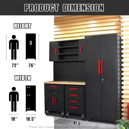 6 Pcs Garage Storage Cabinet System (Black-6pcs)