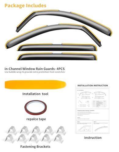 Window Visors Rain Guards for Toyota Tundra CrewMax 2007 (Fit for 2007-2021 Tundra CrewMax)