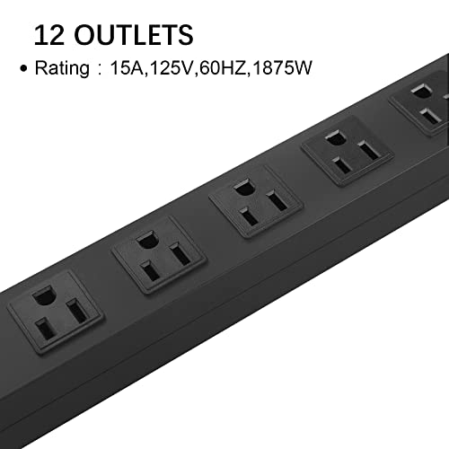 HHOSET Long Power Strip Surge Protector (Black / 15 ft)