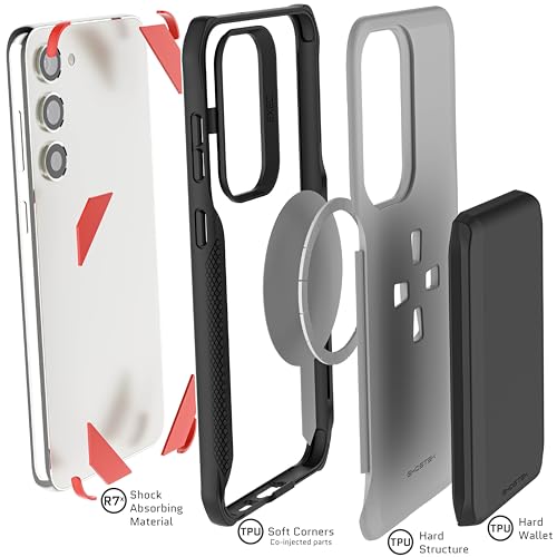 EXEC Wallet Galaxy S23 Plus Case with Detachable Magnetic Credit Card Holder Supports Wireless Charging Premium Shockproof Protective Covers Designed for 2023 Samsung Galaxy S23+ (Galaxy S23 Plus / Gray)