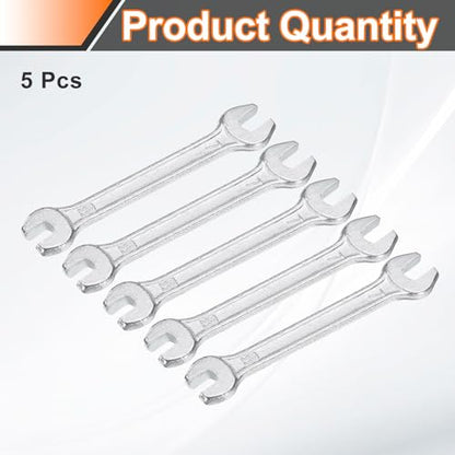 5pcs Double Open End Wrench 5.5mm x 7mm Metric 15 Degree Offset Angle Small Flat Head Wrench Galvanizing Open Ended Spanner for Automotive Repair Furniture Assembly (5.5mm x 7mm)