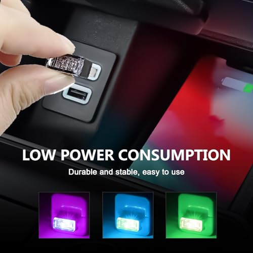 7 Pieces Car Ambient Lighting Kit USB LED Atmosphere Lamp with 7 Color Options Rechargeable Multicolor Interior Night Light for Car Truck Van SUV and Laptop Decor (7pcs)