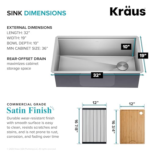 Stainless Steel 32 in Undermount Kitchen Sink KWU110 (Stainless Steel / 32 Inch / Sink)