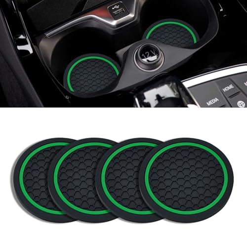 4PCS Car Cup Holder Coasters (Black/Green)