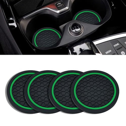 4PCS Car Cup Holder Coasters (Black/Green)