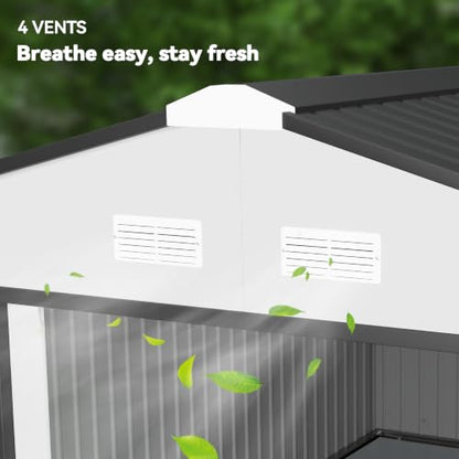 11' x 13' Outdoor Storage Shed Garden Tool Metal Shed White (White / 11' x 13')