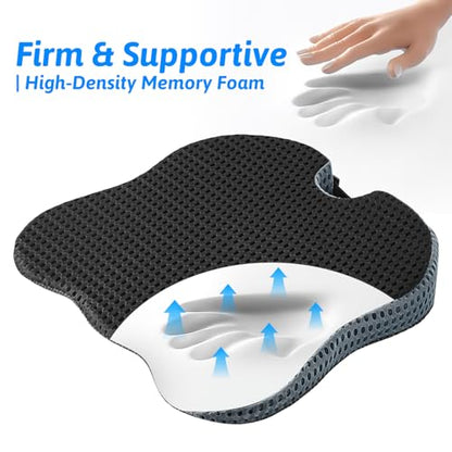 Wedge Car Seat Cushion for Better Visibility & Sciatica Pain Relief (Black)