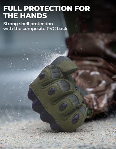 Tactical Gloves for Men (Green, Microfiber Protection / Medium)