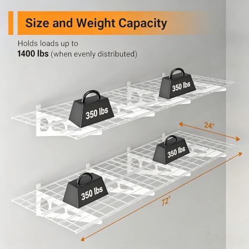 Garage Shelving (White / 2 pack-2x6 ft)