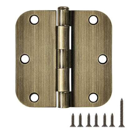 Rounded Door Hinges 3.5" X 3 1 (Antique Brass-Rounded / 6 Pack-no squeak)
