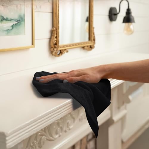Microfiber Cleaning Cloths (Pack of 12 - 12x12 Inches / Black)