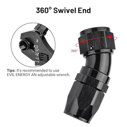 12AN 30 Degree One Piece Full Flow Hose End Fitting Swivel for CPE Braided Hose (12AN / 30 Degree)