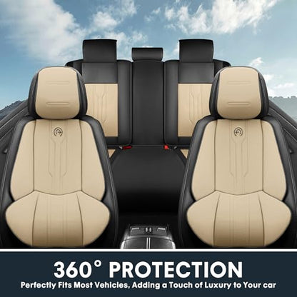 Car Seat Covers Full Set (FULL SET / BEIGE&BLACK)