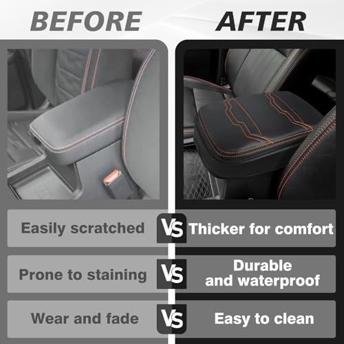 Armrest Cover for Nissan Frontier 2022 (7) 22+ |Frontier| V2 Organge Stich, +Thick)