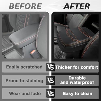 Armrest Cover for Nissan Frontier 2022 (7) 22+ |Frontier| V2 Organge Stich, +Thick)