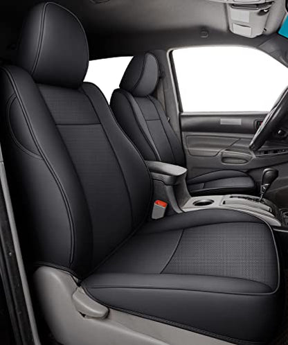 2005 2015 Tacoma Custom Fit Seat Covers for Crew Cab with Faux Leather ((2005-2015 Crew) Full Set / Black)
