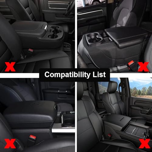 Custom Fit Center Console Cover for Dodge RAM 1500 2500 3500 2002 2003 2004 2005 2006 2007 2008 2009 2010 2011 2012 with Jump Seat (PVC Leather-Black / for Jump Seat 2002-2012 Ram 1500-3500)