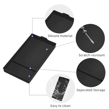 Center Console Bottom Organizer for Toyota RAV4 2026 Central Control Armrest Lower Storage Box Insert Tray Silicone Interior Auto Accessories Black (26RAV4 Low A-Tray)